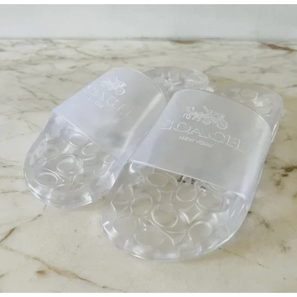 Coach Shoes - COACH Clear Ulyssa Logo Jelly Transparent Pool Slide Slippers - US